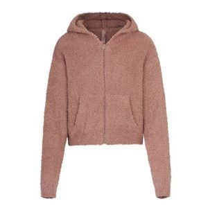 SKIMS COZY KNIT ZIP UP HOODIE | ROSE CLAY